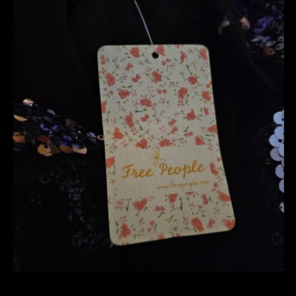 FREE PEOPLE Black Sequin Siren Mini Dress Size 10 - Picture 7 of 7